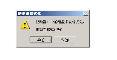 驱动器中的磁盘未被格式化