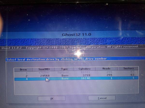 GHOST时不能选择系统分区