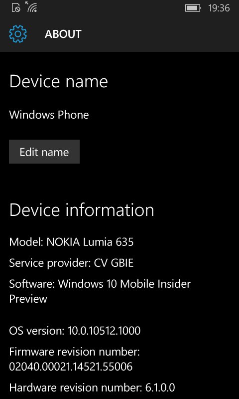 Win10 Mobile 10512