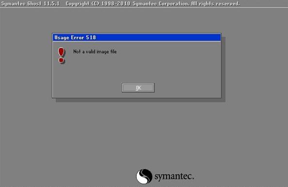 GHOST出现Usage Error 518错误的解决办法