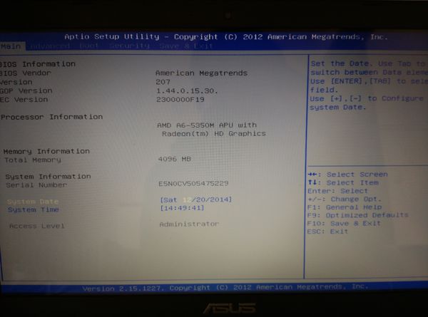 重装系统后出现aptio setup utility