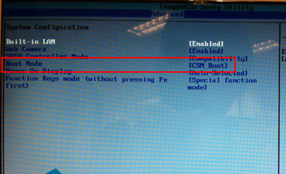 设置启动方式为CSM