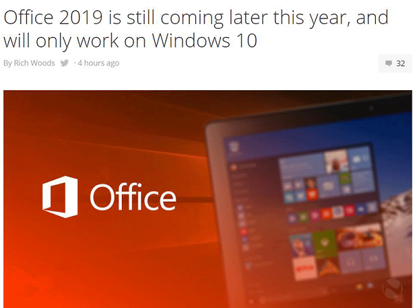 微软：Office 2019将只能在Win10上运行