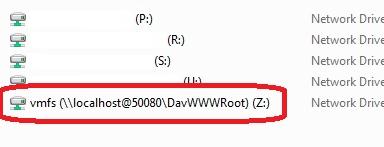 vmware esxi vmfs 分区显示在 Windows 中