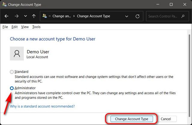 我怎么能换Windows 11专业的管理员?
