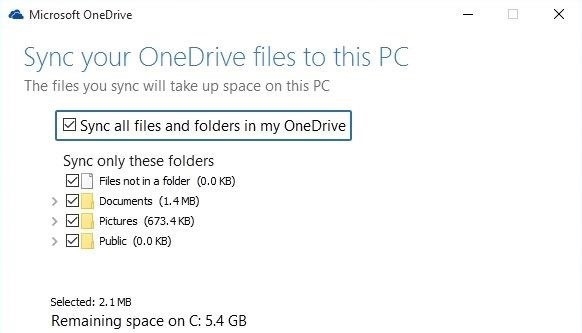 Win10设置OneDrive软件同步文件的方法