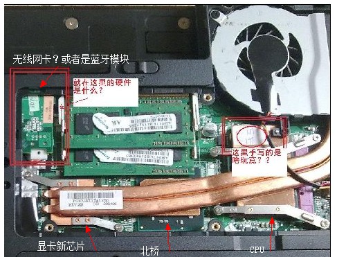 联想y450开盖后的独立显卡位置,附图最佳