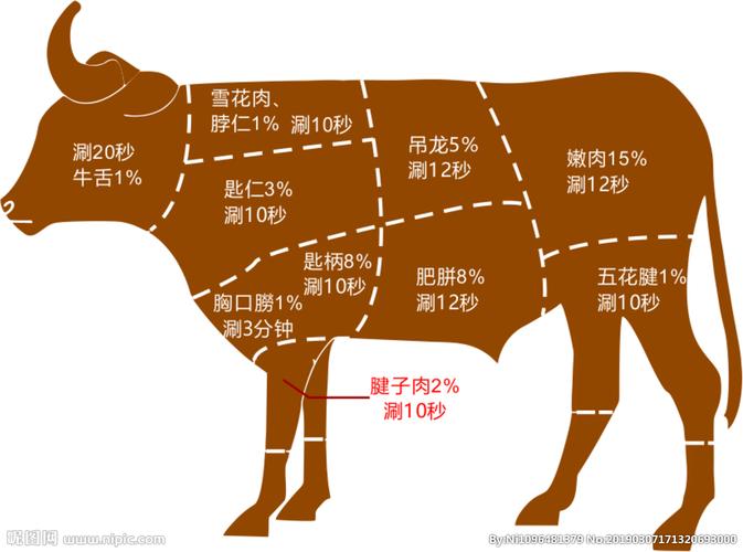 部位分解图 潮汕 牛肉 火锅图片
