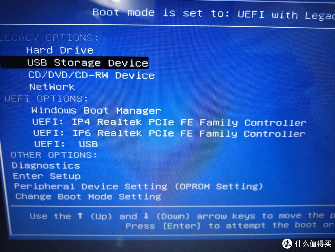 选择USB，按回车。然后等待电脑启动即可