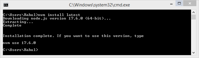 在 Windows 上安装最新的节点版本