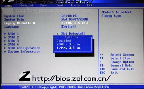 BIOS建立了教学法的AMI部分。