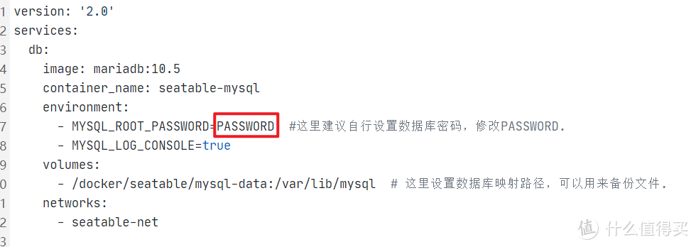 检查 docker- compose 。 在 yml 中的数据库密码以获取更多信息 。