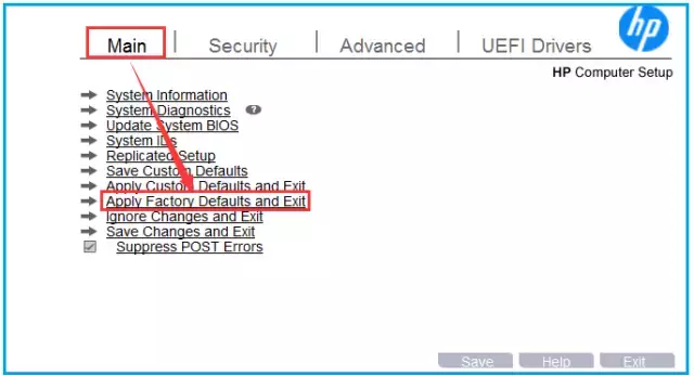 使用 BIOS的HP BIOS条目