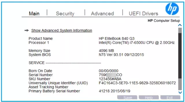 使用 BIOS的HP BIOS条目