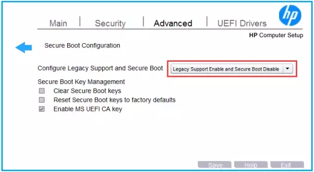 使用 BIOS的HP BIOS条目