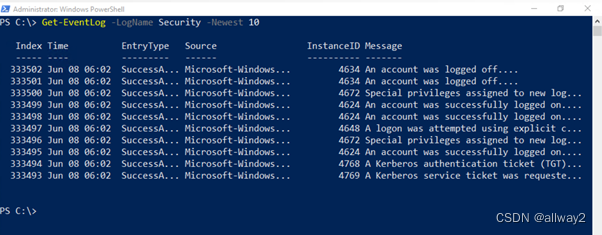 PowerShell 基础知识：查询 Windows Server 事件日志