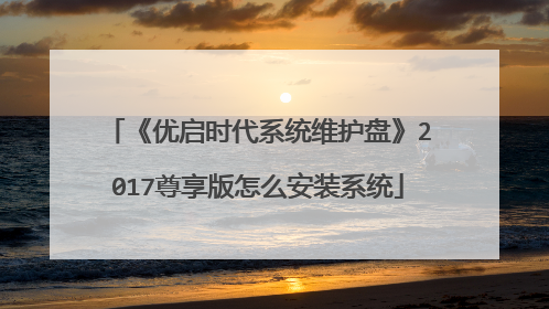 《优启时代系统维护盘》2017尊享版怎么安装系统