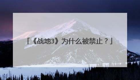 《战地3》为什么被禁止?
