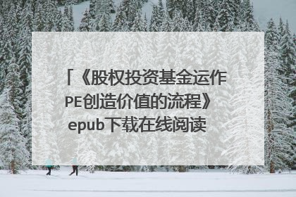 《股权投资基金运作PE创造价值的流程》epub下载在线阅读，求百度网盘云资源