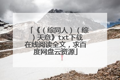 《（综同人）（综）天意》txt下载在线阅读全文，求百度网盘云资源