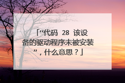 “代码 28 该设备的驱动程序未被安装”,什么意思?