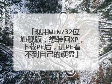 现用WIN732位旗舰版，想装回XP，下载PE后，进PE看不到自己的硬盘