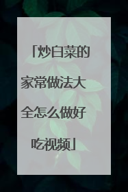 炒白菜的家常做法大全怎么做好吃视频