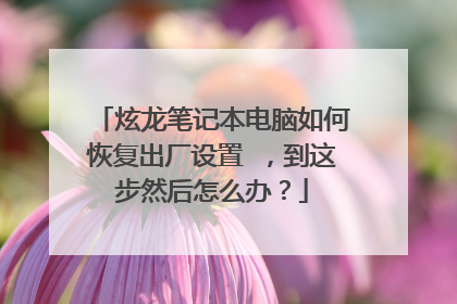 炫龙笔记本电脑如何恢复出厂设置 ,到这步然后怎么办?