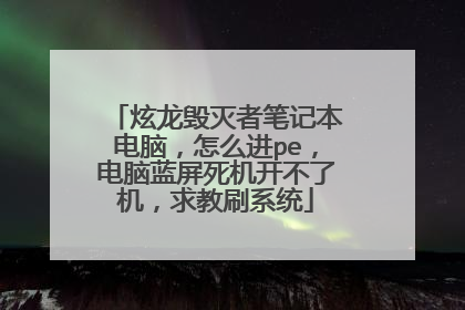 炫龙毁灭者笔记本电脑，怎么进pe，电脑蓝屏死机开不了机，求教刷系统