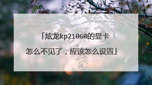 炫龙kp21060的显卡怎么不见了,应该怎么设置