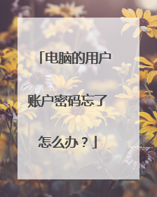 电脑的用户账户密码忘了怎么办?