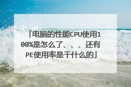 电脑的性能CPU使用100%是怎么了、、、还有PE使用率是干什么的