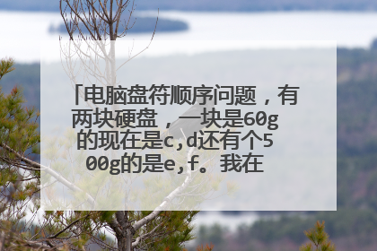 电脑盘符顺序问题，有两块硬盘，一块是60g的现在是c,d还有个500g的是e,f。我在pe里的分区