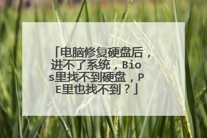 电脑修复硬盘后，进不了系统，Bios里找不到硬盘，PE里也找不到？