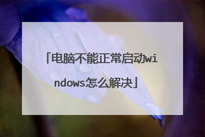 电脑不能正常启动windows怎么解决