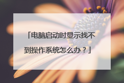 电脑启动时显示找不到操作系统怎么办?