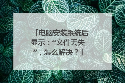 电脑安装系统后显示:“文件丢失”,怎么解决?