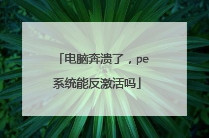 电脑奔溃了,pe系统能反激活吗