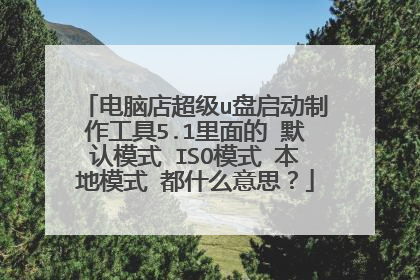 电脑店超级u盘启动制作工具5.1里面的 默认模式 ISO模式 本地模式 都什么意思?