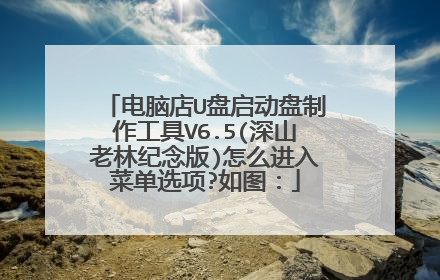 电脑店U盘启动盘制作工具V6.5(深山老林纪念版)怎么进入菜单选项?如图: