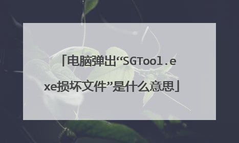 电脑弹出“SGTool.exe损坏文件”是什么意思