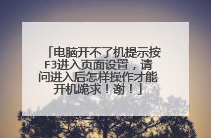 电脑开不了机提示按F3进入页面设置,请问进入后怎样操作才能开机跪求!谢!