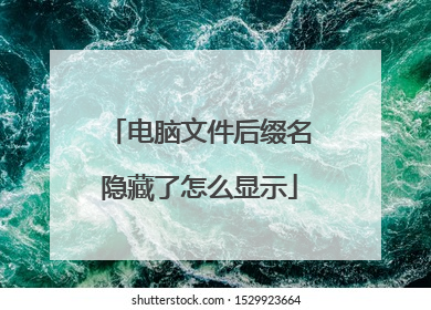 电脑文件后缀名隐藏了怎么显示
