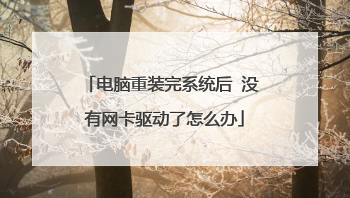 电脑重装完系统后 没有网卡驱动了怎么办