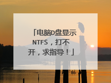 电脑D盘显示NTFS,打不开,求指导!