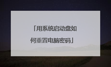用系统启动盘如何重置电脑密码