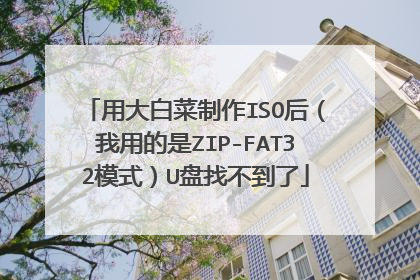 用大白菜制作ISO后（我用的是ZIP-FAT32模式）U盘找不到了