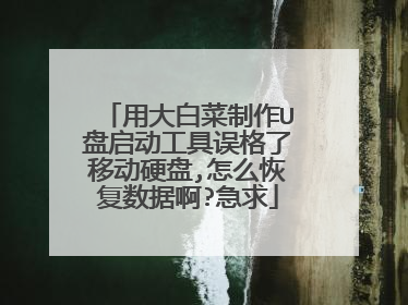 用大白菜制作U盘启动工具误格了移动硬盘,怎么恢复数据啊?急求