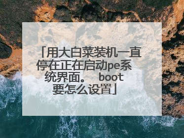 用大白菜装机一直停在正在启动pe系统界面。 boot要怎么设置