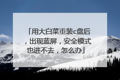 用大白菜重装c盘后,出现蓝屏,安全模式也进不去,怎么办
